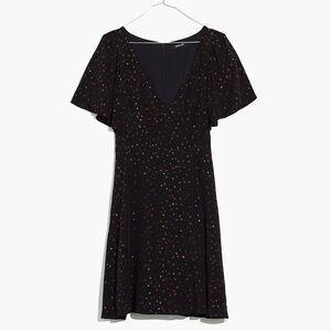 Madewell cape sleeve mini dress in metallic dot